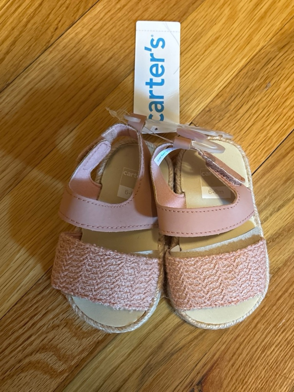 Carter's Light Blush Pink Baby Girls Sandals with Textured Toe Strap
